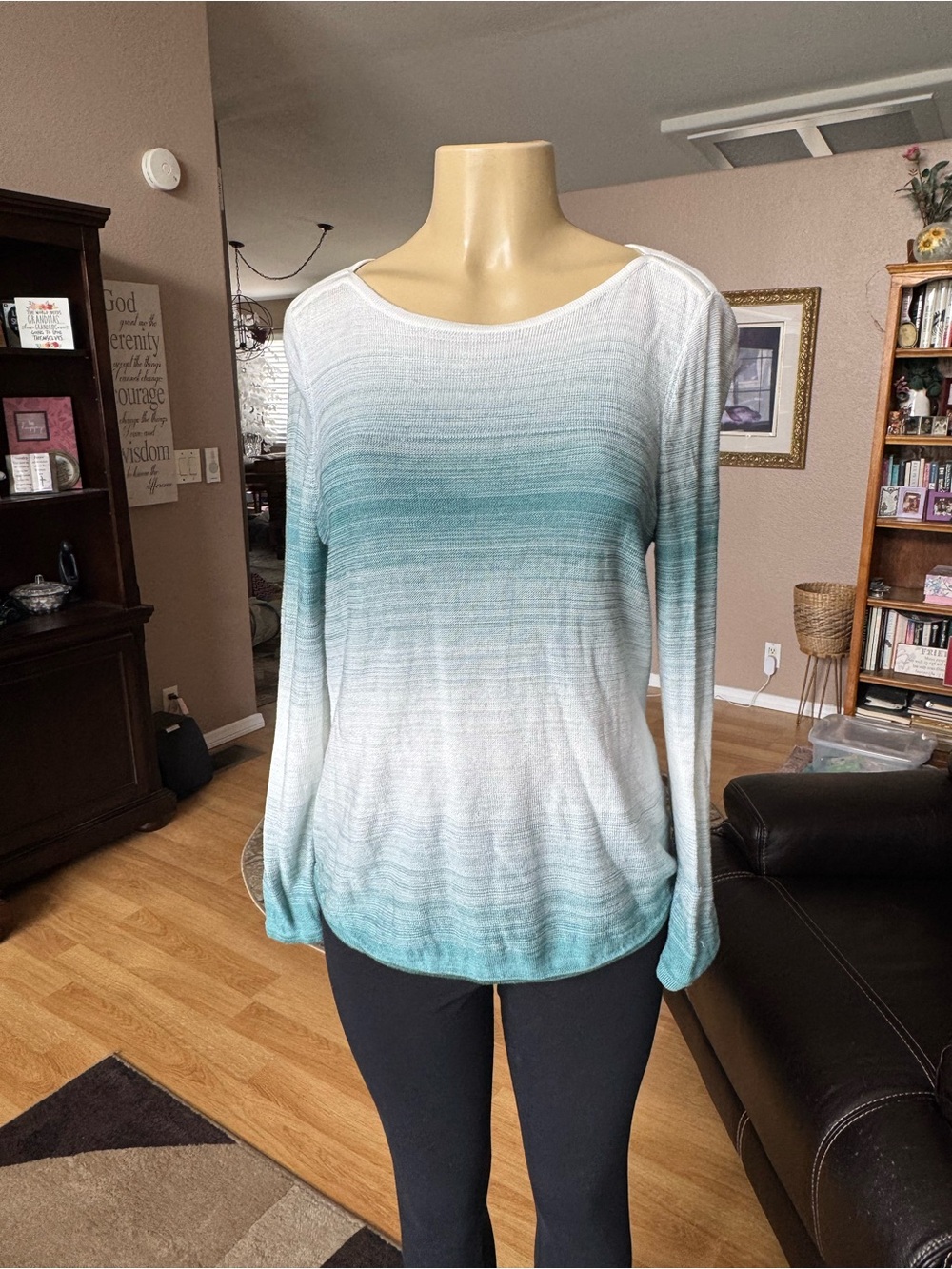 Chico's blue & white ombré lightweight sweater-size M